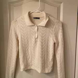 zara white fitted long sleeve